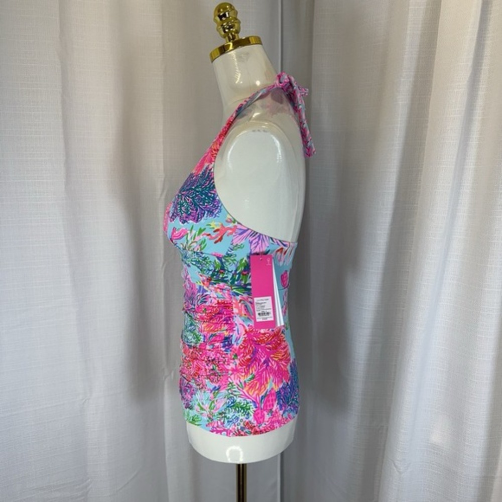 NEW Lilly Pulitzer Bliss Halter Tankini Top Celestial Blue Cay to Heart Sz 4 - Picture 3 of 16